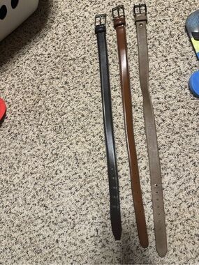 Boys- size 5- Three Slim Leather Belts - Black, Brown, Taupe-